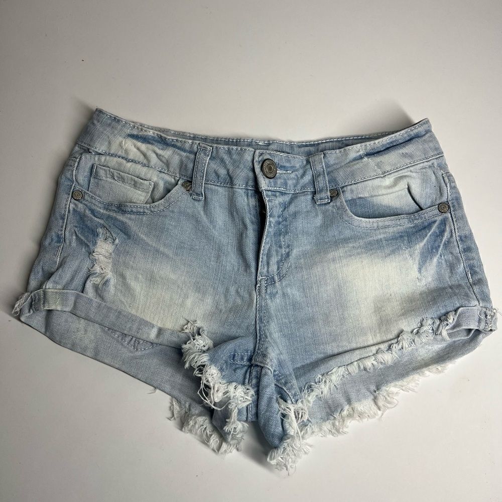 Blue Asphalt Jeans Distressed Ripped Booty Raw Hem Size 3